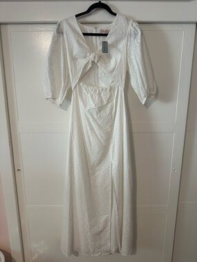 NWT Hutch Eyelet Cutout Tie-Front Maxi Dress